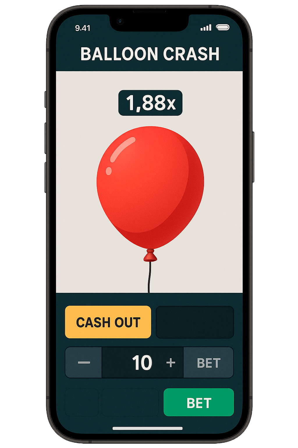 Mobile balloon game interface on smartphone screen